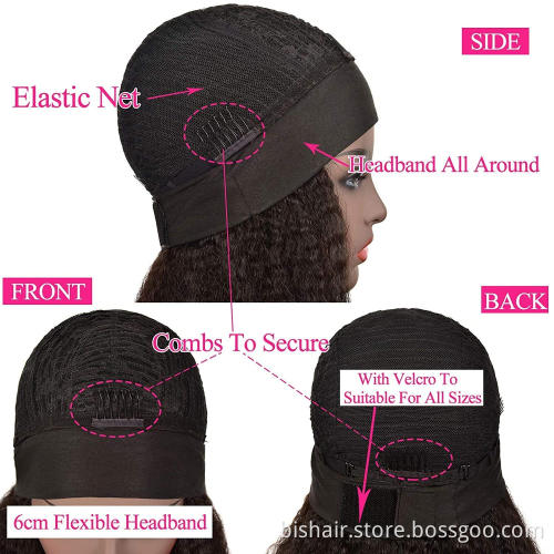 Headband wig loose deep wave real human hair wig suitable forwomen Brazilian real human hairmechanism 180% density natural color